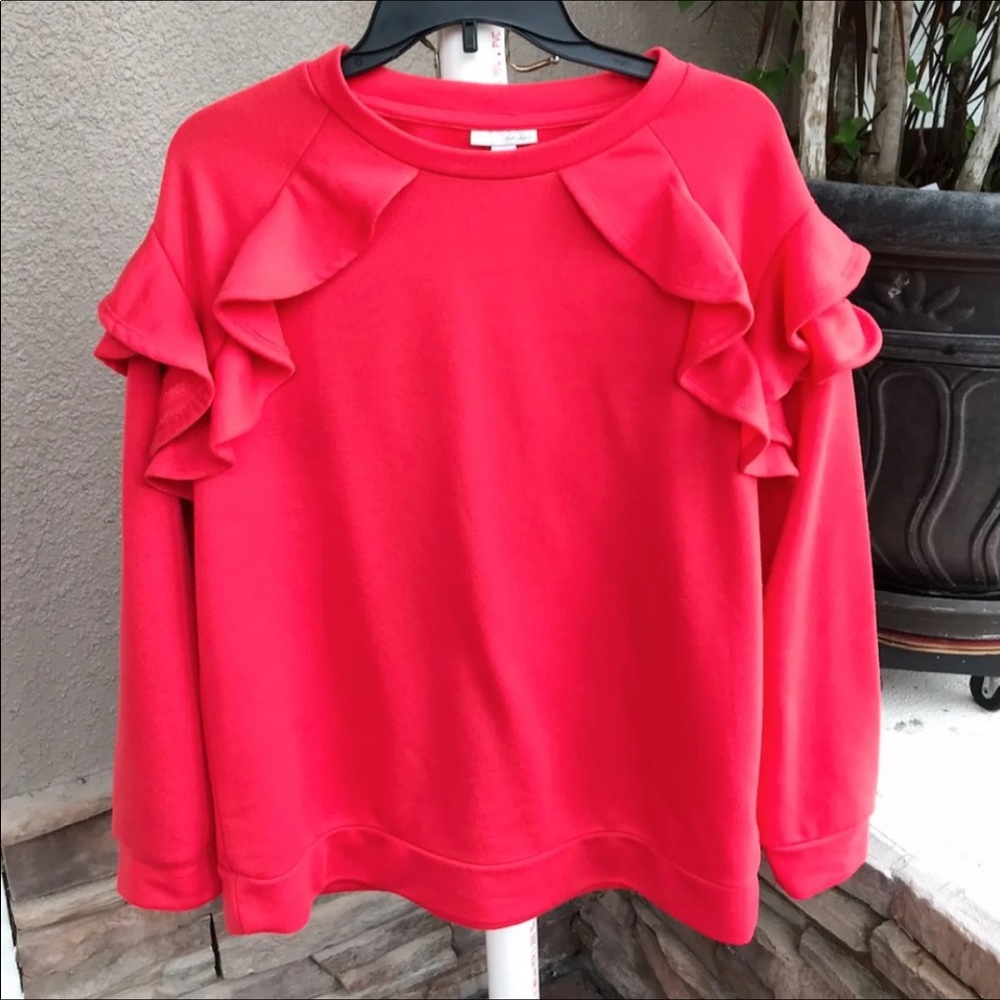 Zara Ruffle Coral Vintage Sweater